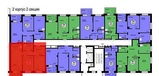 3-комн. квартира, 69.6 м2, 11/19 эт. Красноярск