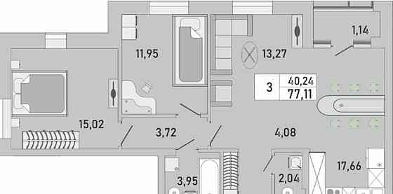 3-комн. квартира, 77 м2, 22/24 эт. Уфа