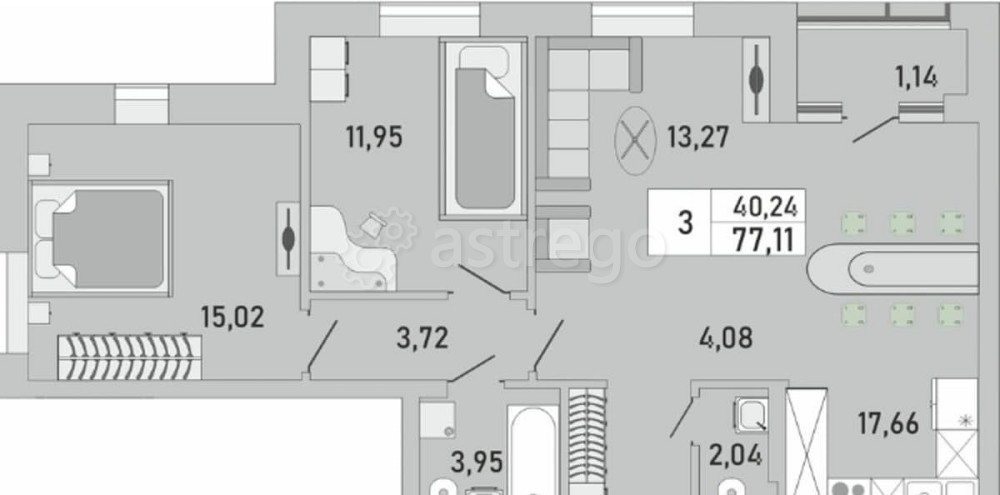 3-комн. квартира, 77 м2, 22/24 эт. Уфа - изображение 4