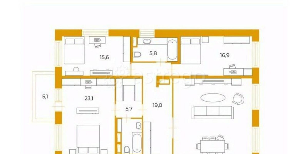 4-комн. квартира, 147.8 м2, 12/15 эт. Санкт-Петербург - изображение 7