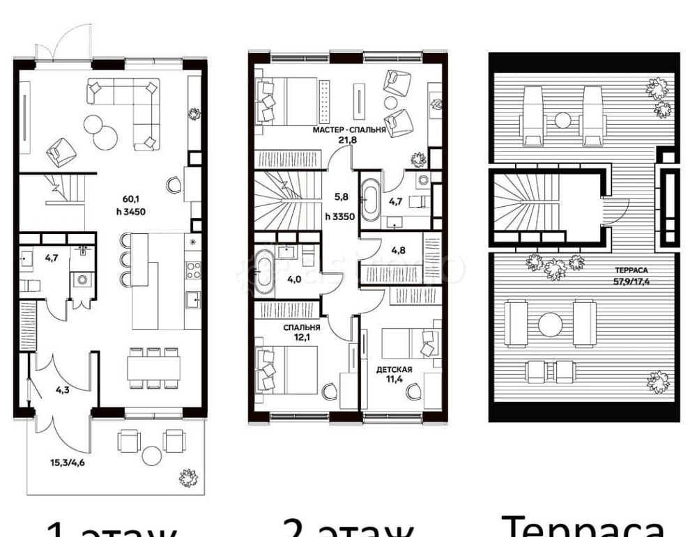 Таунхаус, 163.4 м2, 2 эт. Москва - изображение 7