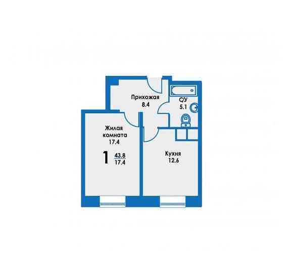 1-комн. квартира, 43.6 м2, 3/8 эт. Дзержинский