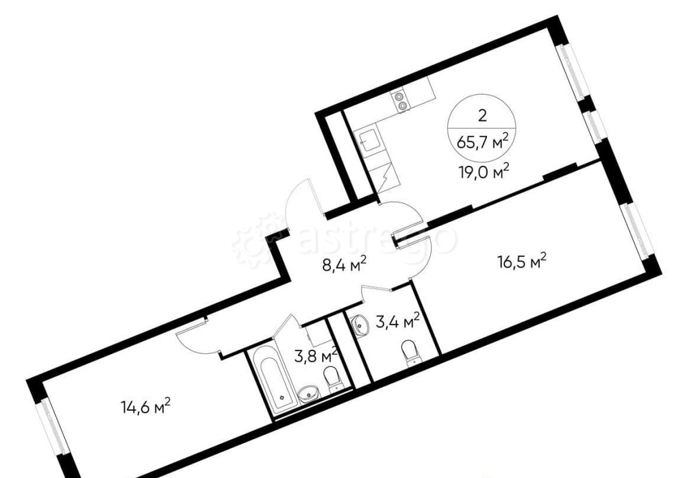 2-комн. квартира, 65 м2, 9/17 эт. Москва - изображение 1