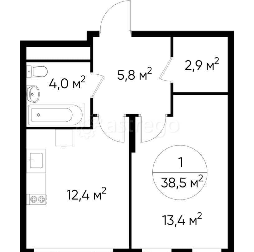 1-комн. квартира, 38 м2, 8/17 эт. Москва - изображение 1