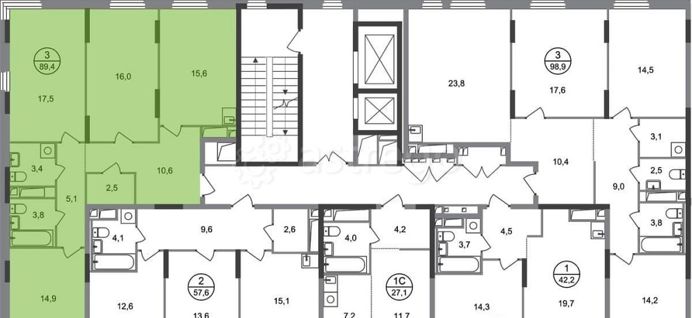 3-комн. квартира, 89 м2, 16/17 эт. Москва - изображение 9