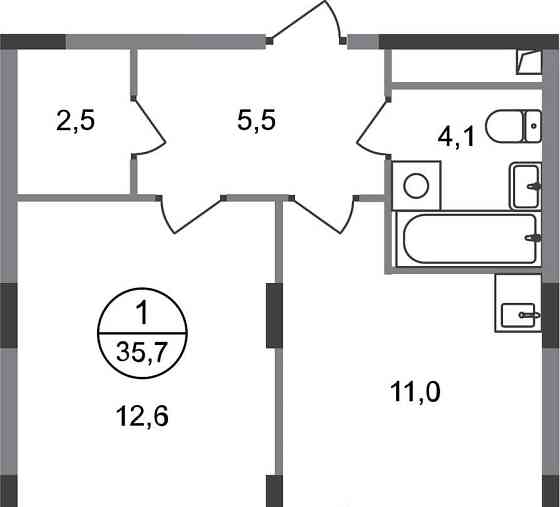 1-комн. квартира, 35 м2, 3/17 эт. Москва