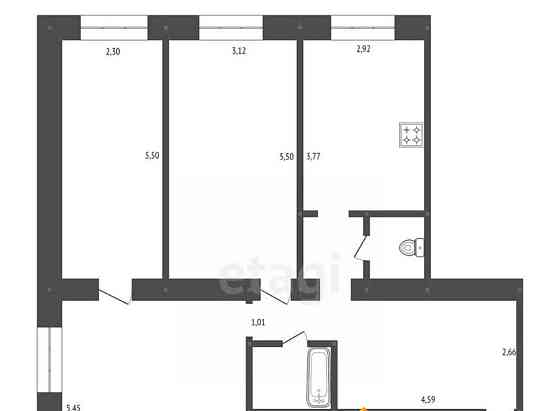 3-комн. квартира, 85.5 м2, 3/4 эт. Белогорск