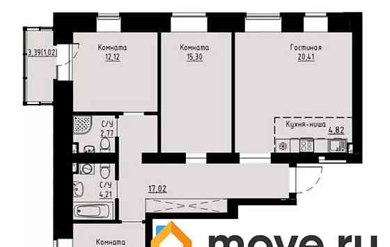 4-комн. квартира, 93.6 м2, 5/8 эт. Красноярск