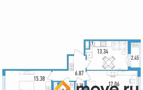 2-комн. квартира, 59 м2, 6/12 эт. Санкт-Петербург