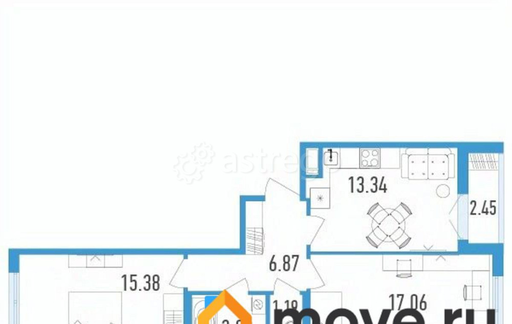 2-комн. квартира, 59 м2, 6/12 эт. Санкт-Петербург - изображение 1