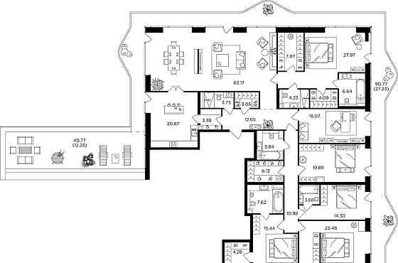 Многокомнатная квартира, 327.3 м2, 19/19 эт. Москва