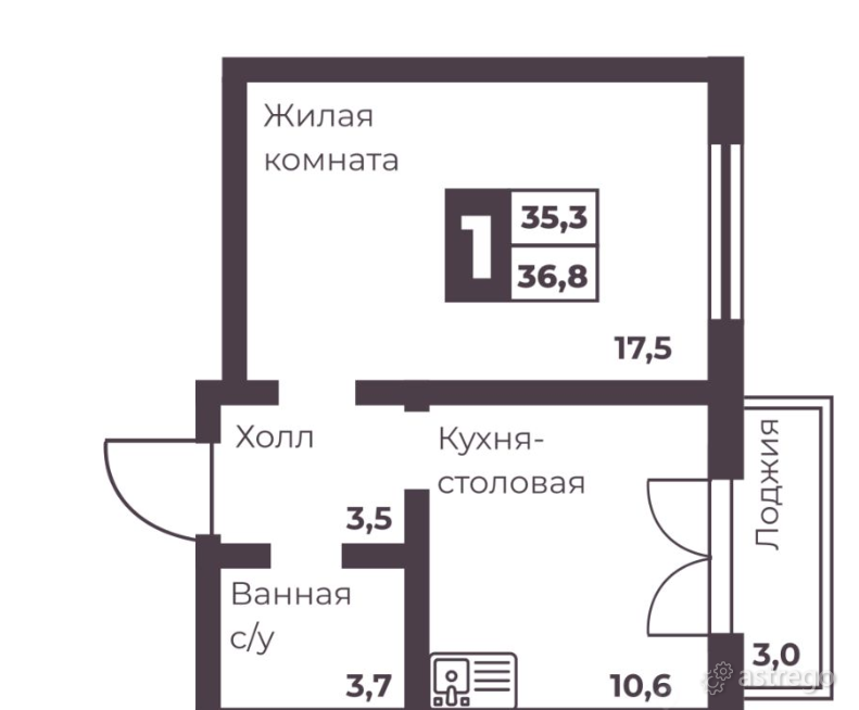 Продам 1-комн. квартиру,  35.3 м2,  2/17 этаж Челябинск - изображение 1