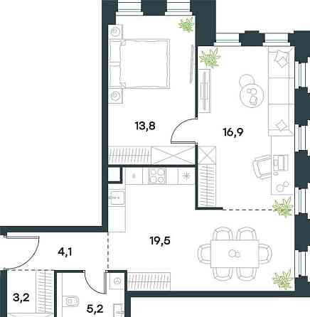 2-комн. квартира, 62.7 м2, 32/40 эт. Москва