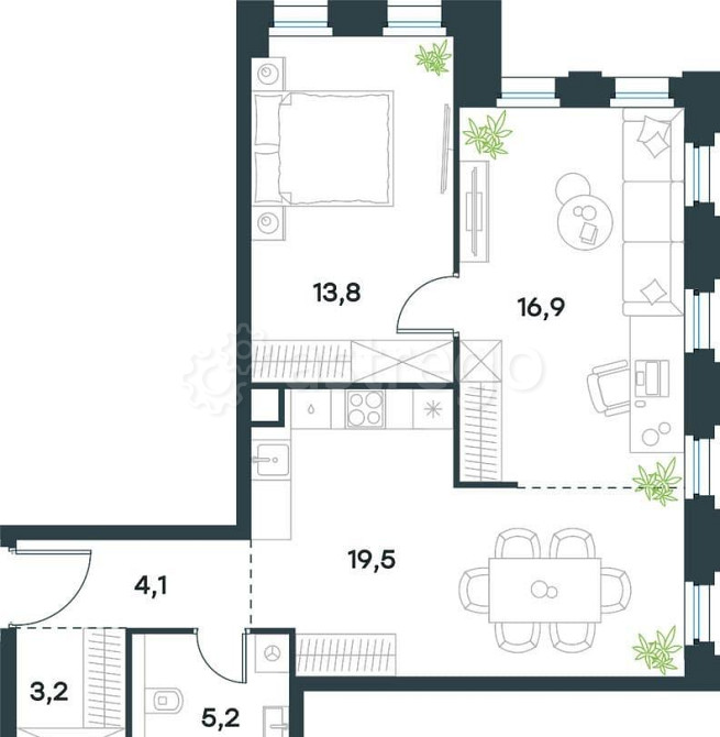 2-комн. квартира, 62.7 м2, 32/40 эт. Москва - изображение 1