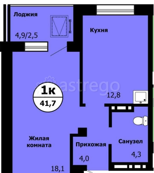 1-комн. квартира, 41.7 м2, 4/19 эт. Красноярск - изображение 1
