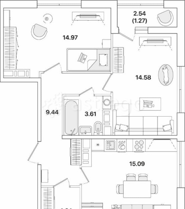 3-комн. квартира, 79.9 м2, 10/12 эт. Санкт-Петербург - изображение 1