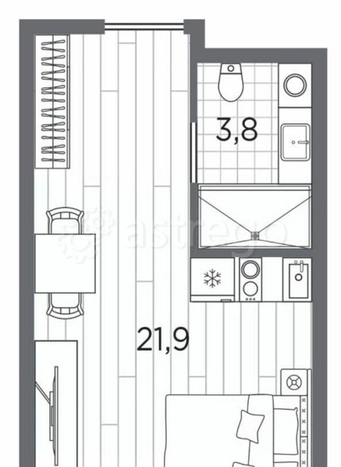1-комн. апарт-ы, 25.7 м2, 2/13 эт. Санкт-Петербург - изображение 1