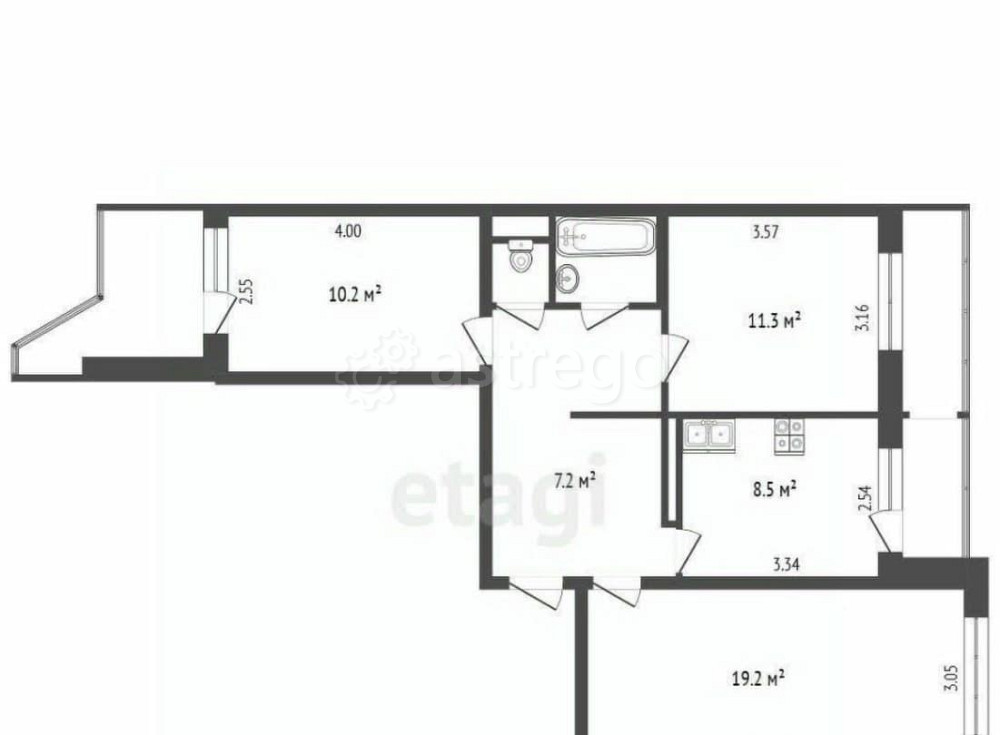 3-комн. квартира, 64.4 м2, 4/9 эт. Архангельск - изображение 1