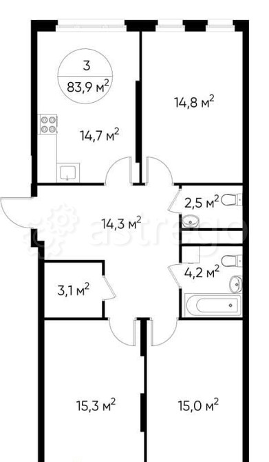 3-комн. квартира, 83 м2, 5/17 эт. Москва - изображение 1