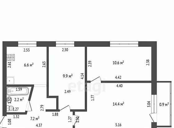3-комн. квартира, 50.9 м2, 3/5 эт. Стерлитамак