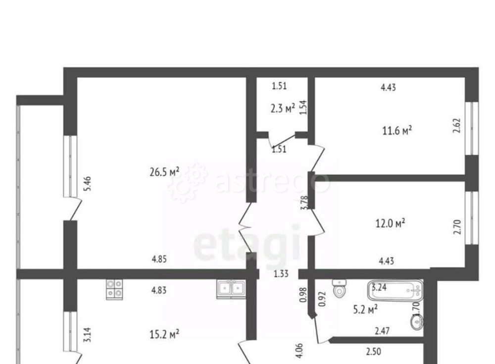 3-комн. квартира, 92 м2, 5/5 эт. Котлас - изображение 7