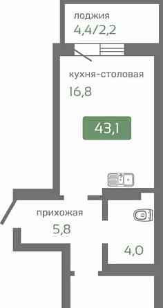 1-комн. квартира, 43.1 м2, 6/19 эт. Красноярск