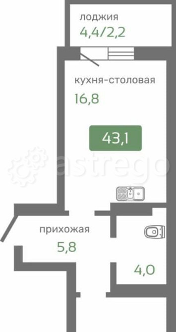 1-комн. квартира, 43.1 м2, 6/19 эт. Красноярск - изображение 1