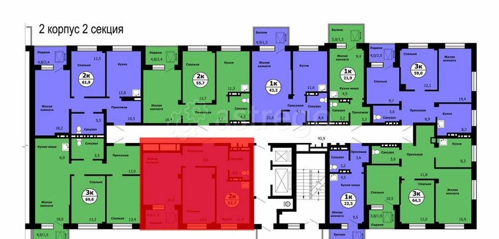 2-комн. квартира, 57.7 м2, 13/19 эт. Красноярск - изображение 10