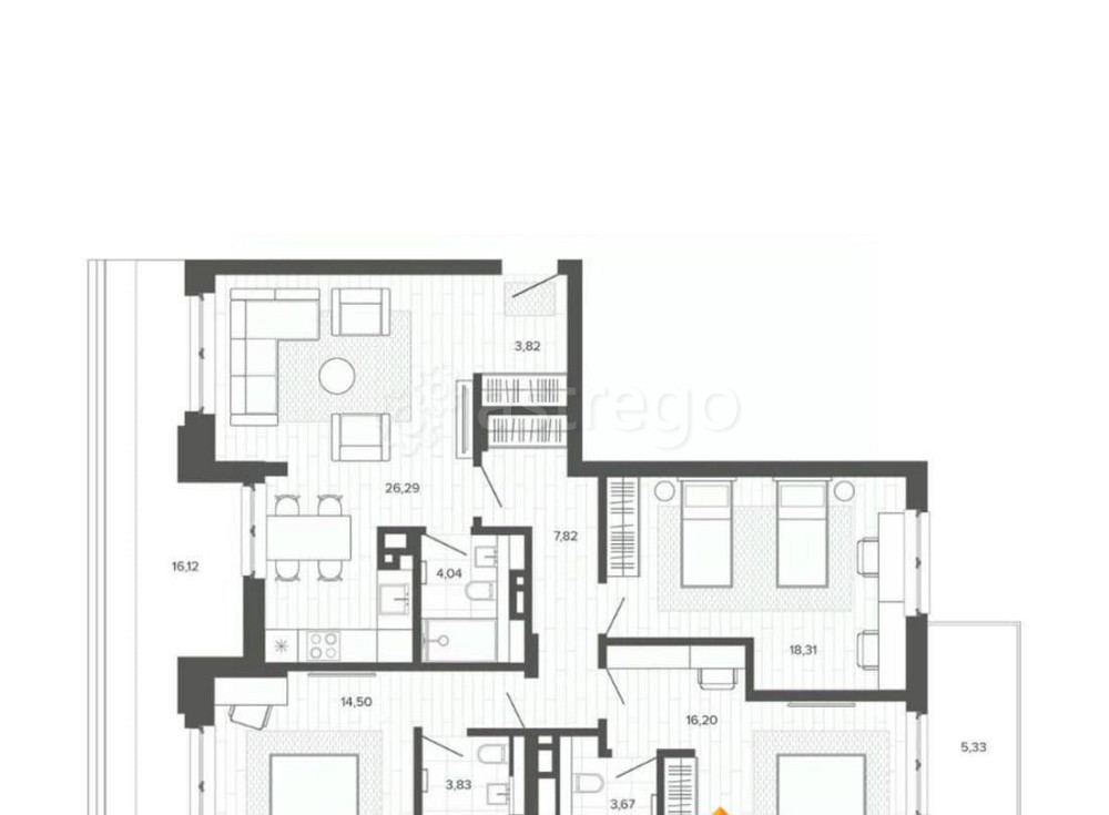 4-комн. квартира, 119.93 м2, 8/9 эт. Барнаул - изображение 2