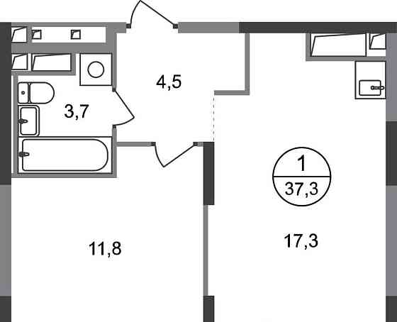 1-комн. квартира, 37 м2, 5/17 эт. Москва