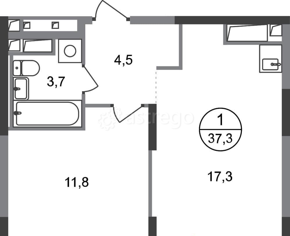 1-комн. квартира, 37 м2, 5/17 эт. Москва - изображение 1