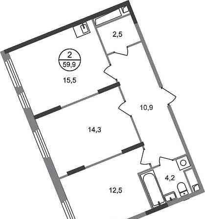 2-комн. квартира, 59 м2, 15/17 эт. Москва