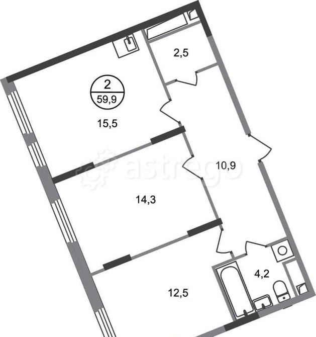 2-комн. квартира, 59 м2, 15/17 эт. Москва - изображение 1
