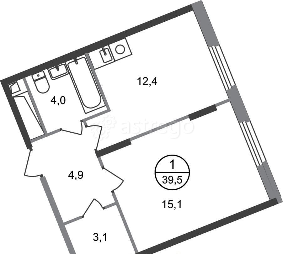 1-комн. квартира, 39 м2, 17/17 эт. Москва - изображение 1