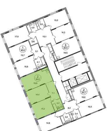 2-комн. квартира, 60 м2, 13/17 эт. Москва