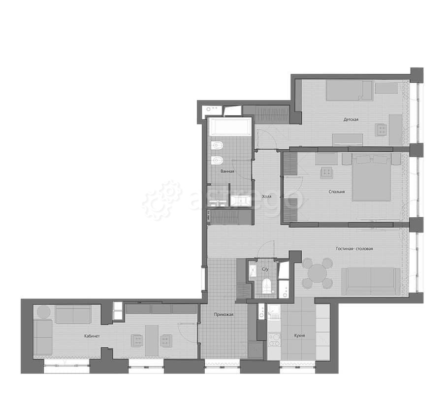 4-комн. квартира, 97.6 м2, 17/17 эт. Москва - изображение 1