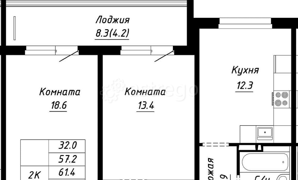 2-комн. квартира, 61.4 м2, 4/10 эт. Барнаул - изображение 2
