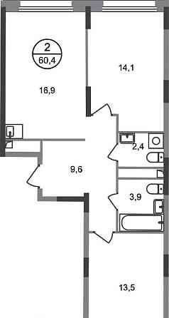 2-комн. квартира, 60 м2, 2/17 эт. Москва