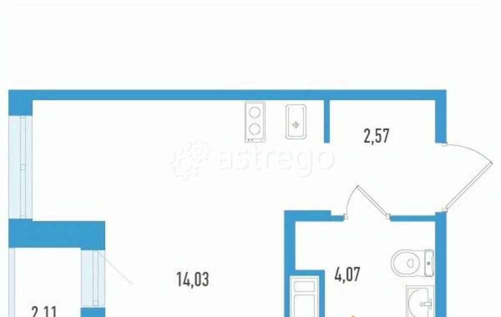 Студия, 21.73 м2, 8/12 эт. Санкт-Петербург - изображение 1