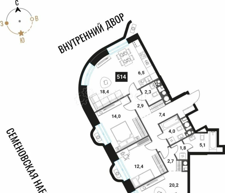 4-комн. квартира, 97.7 м2, 27/28 эт. Москва - изображение 1