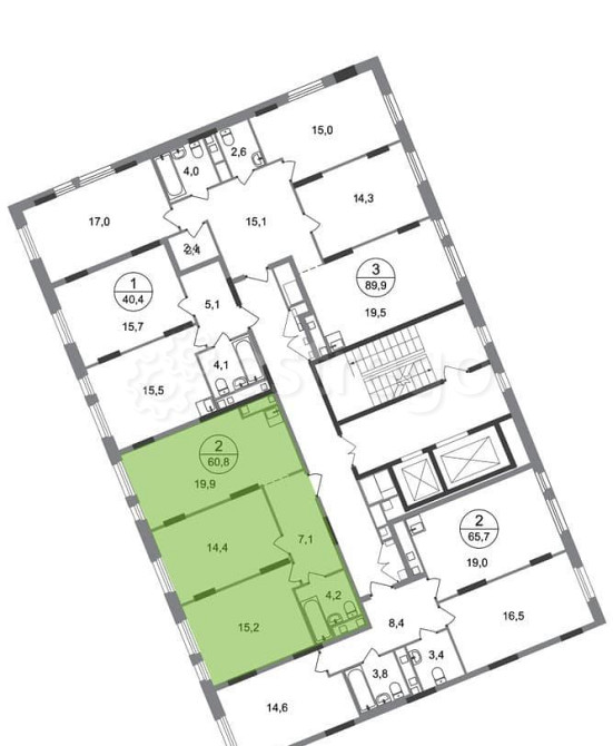 2-комн. квартира, 60 м2, 12/17 эт. Москва - изображение 4