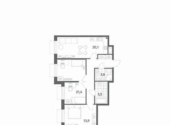 2-комн. квартира, 75.9 м2, 2/8 эт. Санкт-Петербург