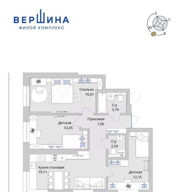3-комн. квартира, 73.11 м2, 3/25 эт. Уфа - изображение 3