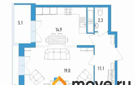 2-комн. квартира, 72.4 м2, 10/18 эт. Санкт-Петербург