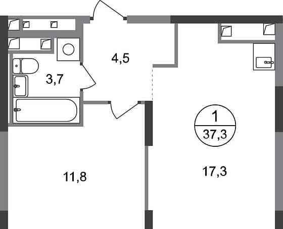 1-комн. квартира, 37 м2, 3/17 эт. Москва