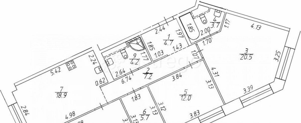 4-комн. квартира, 95.7 м2, 3/19 эт. Санкт-Петербург - изображение 2