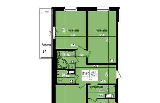3-комн. квартира, 110.9 м2, 10/23 эт. Санкт-Петербург