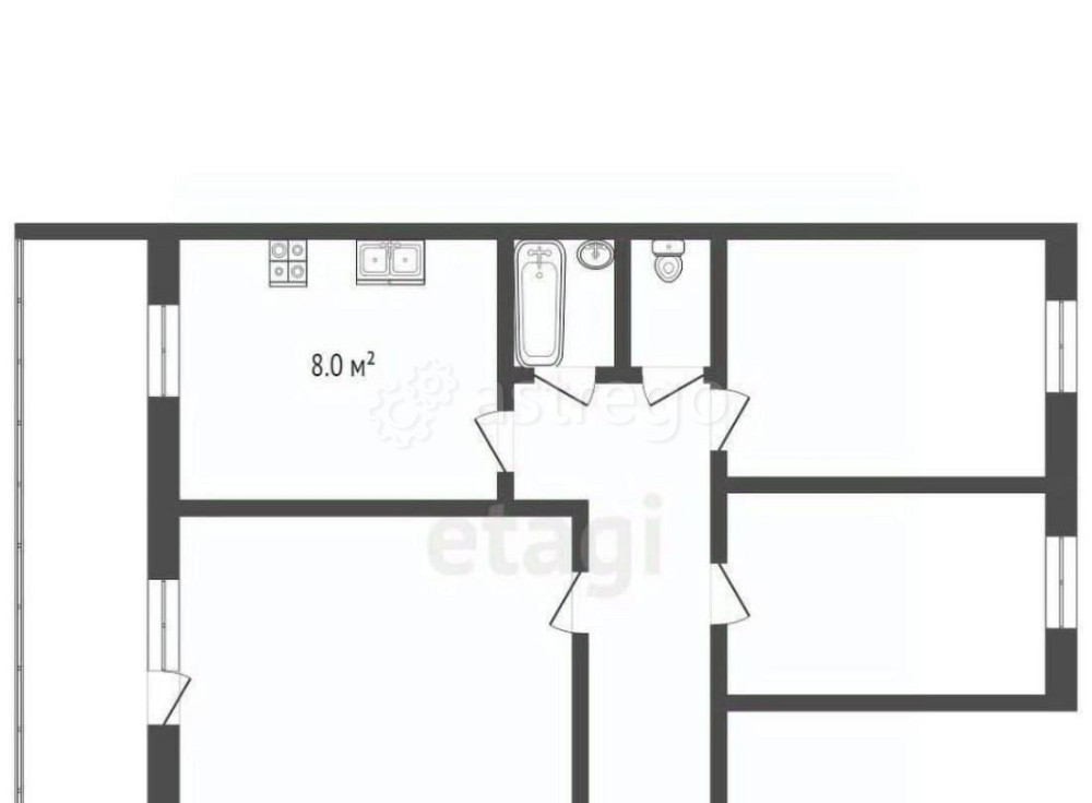 3-комн. квартира, 54 м2, 5/5 эт. Котлас - изображение 5