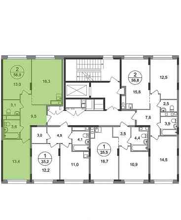 2-комн. квартира, 58 м2, 8/17 эт. Москва