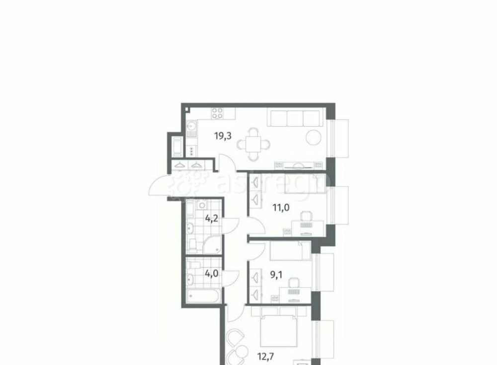 3-комн. квартира, 71.3 м2, 2/8 эт. Санкт-Петербург - изображение 6